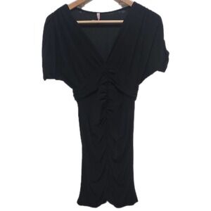 Little Black Mini Dress Ruching Bodycon Women's Size Small